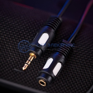 фото Шнур Стерео 3,5мм гнездо - Стерео 3,5мм штекер, 3м (GOLD) REXANT