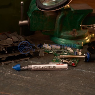 фото Припой с канифолью, 20г, Ø1мм, (олово 60%, свинец 40%), колба-карандаш REXANT