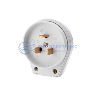 фото Вилка ВШ для электрической плиты 32 А, 250 В, 2Р+РЕ белая REXANT