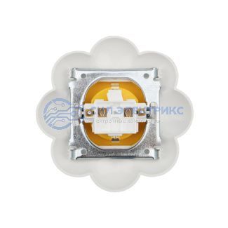 фото Розетка одноместная KRANZ HAPPY Ромашка скрытой установки, с заземлением и защитными шторками, желтая/белая