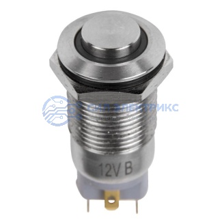 фото Кнопка антивандальная Ø12 12В Б/Фикс (2с) (ON)-OFF красная (A-12-C2) REXANT (в упак. 1шт.)