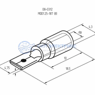 фото Клемма плоская изолированная РПи-п 1.5-(4.8)/РПИп 1,25-5 штекер 4.8 мм 0.5-1.5 мм² красная REXANT