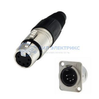 фото Разъём микрофонный XLR TD-395, 5-контактов с фиксатором комплект вилка + гнездо