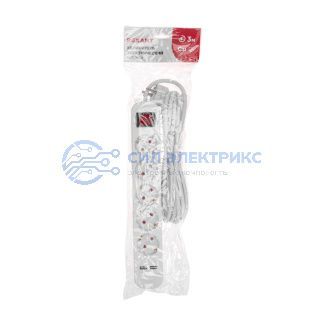 фото Удлинитель STANDARD 5 гнезд, 3м, 3х1,0мм², с/з, с выключателем, 2 USB, белый REXANT