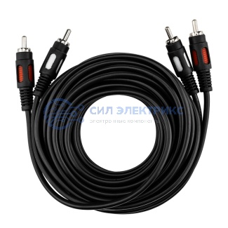 Шнур 2 RCA - 2 RCA, 5м, черный (GOLD) REXANT фото Шнур 2 RCA - 2 RCA, 5м, черный (GOLD) REXANT
