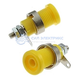Приборная клемма ZP012 4 мм Panel-mount Socket, желтый фото Приборная клемма ZP012 4 мм Panel-mount Socket, желтый