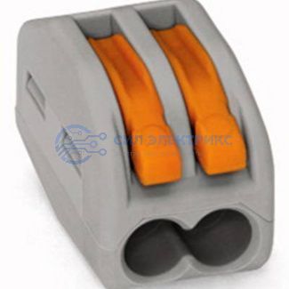 фото 222-412 Универсальная клемма, 2-проводная, серая (0,08-2,5/4 мм²) (50 шт/уп) WAGO