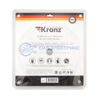 Диск пильный 305 мм х 60 зуб х 32/30 мм KRANZ фото Диск пильный 305 мм х 60 зуб х 32/30 мм KRANZ