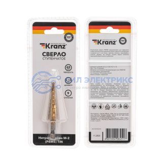 Сверло ступенчатое, 4-5-6-7-8-9-10-11-12мм, Р6М5, ТИТАН, шестигр. хвостовик KRANZ фото Сверло ступенчатое, 4-5-6-7-8-9-10-11-12мм, Р6М5, ТИТАН, шестигр. хвостовик KRANZ
