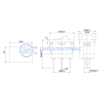фото Выключатель клавишный 24V 15А (3с) ON-OFF красный с подсветкой Mini REXANT