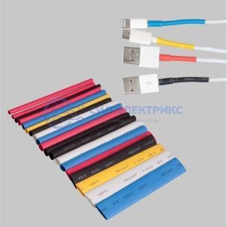 фото Набор термоусаживаемых трубок ТУТ нг №2 AUTO PLUS 2:1, упаковка 20 шт. по 10 см REXANT