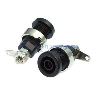 фото Штекер (гнездо, клемма) Z016 4mm panel jack BLACK