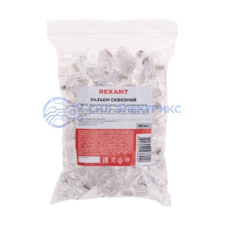 Разъем cквозной UTP RJ-45(8P8C), CAT 6 REXANT фото Разъем cквозной UTP RJ-45(8P8C), CAT 6 REXANT