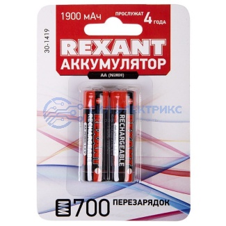 фото Аккумулятор Ni-MH AA 1.2V 1900мАч (пальчик) блистер 2 шт. REXANT