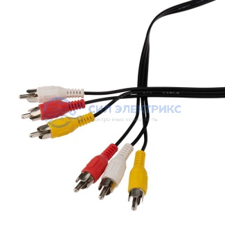 фото Шнур 3 RCA - 3 RCA, 5м, черный REXANT