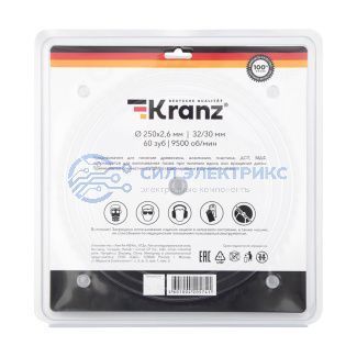 Диск пильный 250 мм х 60 зуб х 32/30 мм KRANZ фото Диск пильный 250 мм х 60 зуб х 32/30 мм KRANZ