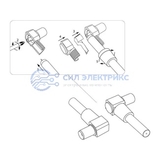 фото Разъем антенный на кабель, (штекер-TV угловой), белый, (1шт) REXANT
