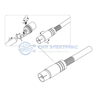 фото Разъем антенный на кабель, (гнездо-TV никель с пружиной), (1шт) REXANT