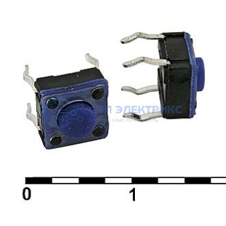 фото Тактовая кнопка WS6543-250AL, 8х8х4 мм, OFF-ON (4P), IP67, 250 мА, 12 В, 100 мОм