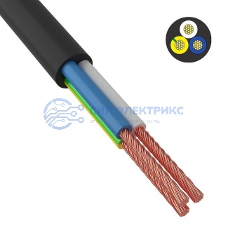 фото Провод соединительный ПВС 3x1,0 мм² 200 м черный ГОСТ 7399-97