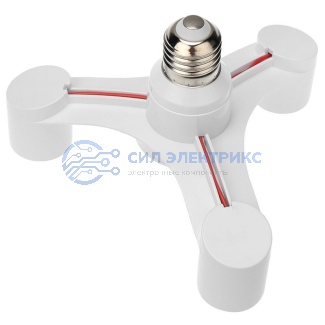 фото Разветвитель цокольный Е27-3хЕ27 белый REXANT