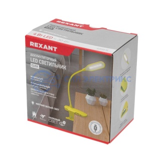 фото Светильник LED настольный заряжаемый Click 4Вт 4000К диммируемый 3 ступени на прищепке, зеленый REXANT