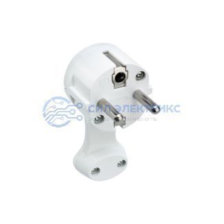 фото Вилка Евро угловая с з/к 16 А плоская за шкаф белая REXANT