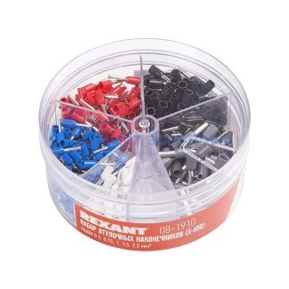 фото Набор втулочных наконечников НШВИ (0.5 мм²; 0.75 мм²; 1 мм²; 1.5 мм²; 2.5 мм²) в боксе (E-400) REXANT