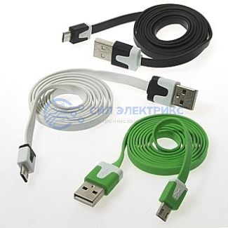 Шнур для мобильных устройств USB to Micro USB flat 1m фото Шнур для мобильных устройств USB to Micro USB flat 1m