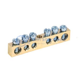 фото Шина PEN «земля-ноль» 6х9 мм 6/1 (6 групп/крепеж по центру) REXANT