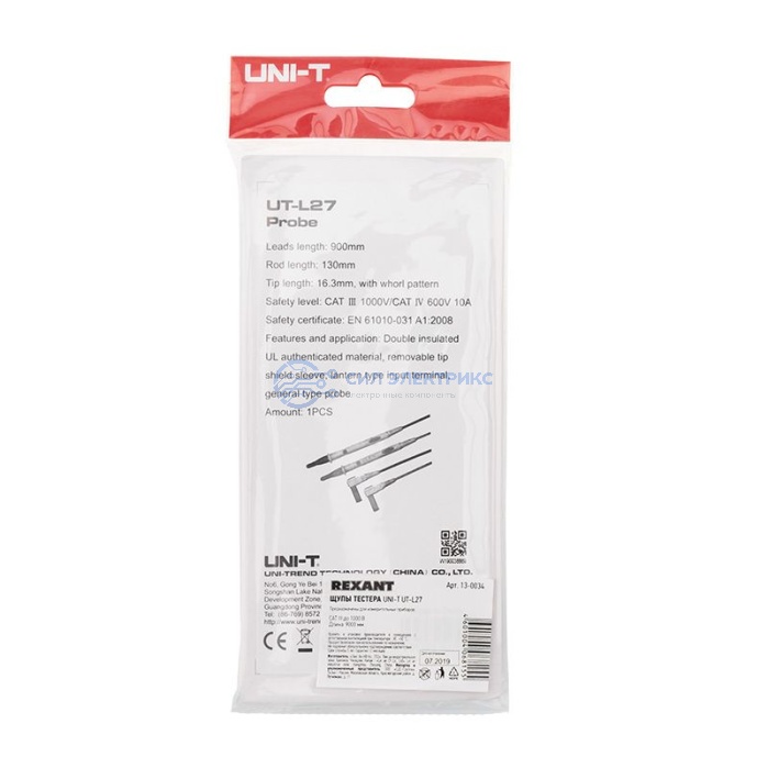 Щупы тестера UNI-T UT-L27 фото Щупы тестера UNI-T UT-L27