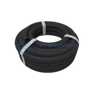 фото Труба гофрированная из ПНД, с зондом, черная, Ø32 мм REXANT