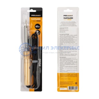 фото Паяльник с деревянной ручкой, серия WOOD, 40Вт, 230В, блистер PROconnect