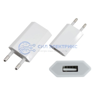 фото Сетевое зарядное устройство iPhone/iPod USB белое (СЗУ) (5 V, 1000 mA) REXANT