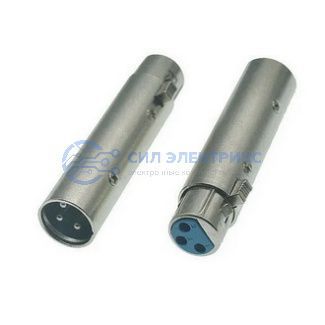 фото Переходник микрофонный JD-485 XLR 3pin штекер (папа)-гнездо XLR 3pin (мама), 48 В, -20...+50°C