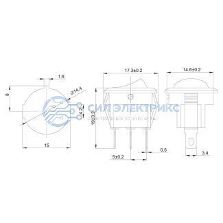 фото Выключатель клавишный круглый 250V 3А (3с) ON-OFF красный с подсветкой Micro (RWB-106, SC-214) REXANT