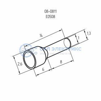 фото Наконечник штыревой втулочный изолированный F-8 мм 0.5 мм² (НШВи 0.5-8) белый REXANT