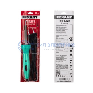 фото Паяльник долговечное жало, LED подсветка, 40Вт, 220В, блистер REXANT