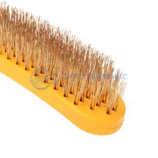 Щетка по металлу с пластиковой ручкой 260 мм Kranz фото Щетка по металлу с пластиковой ручкой 260 мм Kranz