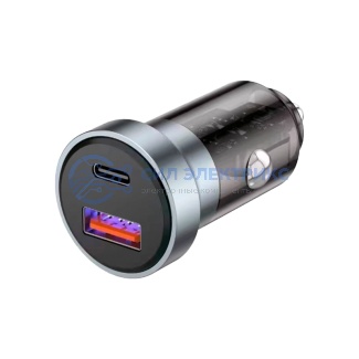 фото Автомобильное зарядное устройство c двумя портами (USB-A + USB-C) c LED-подсветкой, 20Вт