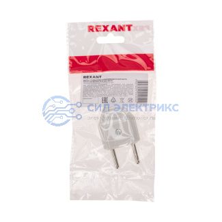 фото Вилка прямая без з/к 6А плоская белая REXANT