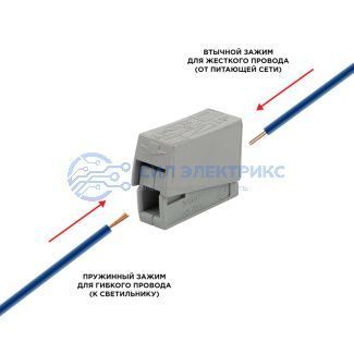 Строительно-монтажная клемма СМК 224-101 для светильника на 1 проводник (0,2-2,5)/(0,14-2,5) мм², серая (100 шт./уп.) REXANT фото Строительно-монтажная клемма СМК 224-101 для светильника на 1 проводник (0,2-2,5)/(0,14-2,5) мм², серая (100 шт./уп.) REXANT