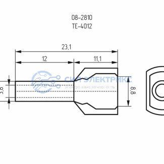 фото Наконечник штыревой втулочный изолированный F-12 мм 2х4 мм² (НШВи(2) 4.0-12/НГи2 4,0-12) оранжевый REXANT
