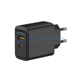 Сетевое зарядное устройство с портами USB-A и USB-C, 30Вт, черное REXANT фото Сетевое зарядное устройство с портами USB-A и USB-C, 30Вт, черное REXANT
