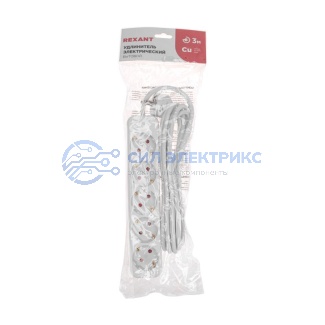 фото Удлинитель STANDARD 5 гнезд, 3м, 3х1,0мм², с/з, белый REXANT