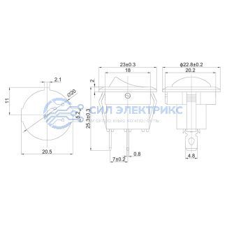 фото Выключатель клавишный круглый 250V 6А (2с) ON-OFF красный (RWB-213, SC-214, MRS-102-8) REXANT