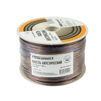 фото Кабель акустический 2х0,75 мм², прозрачный BLUELINE, 100 м, PROconnect