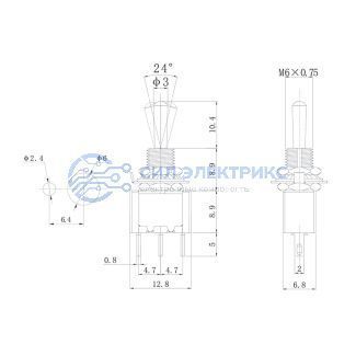 фото Тумблер 250V 3А (3c) ON-OFF-ON однополюсный Micro (MTS-103) REXANT