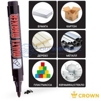 фото Маркер перманентный Multi Marker 3мм, черный, пулевидный Crown
