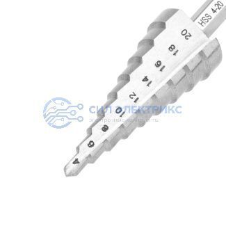 Сверло по металлу ступенчатое 4,0-20,0 мм 76 mm 62 HRC Kranz фото Сверло по металлу ступенчатое 4,0-20,0 мм 76 mm 62 HRC Kranz